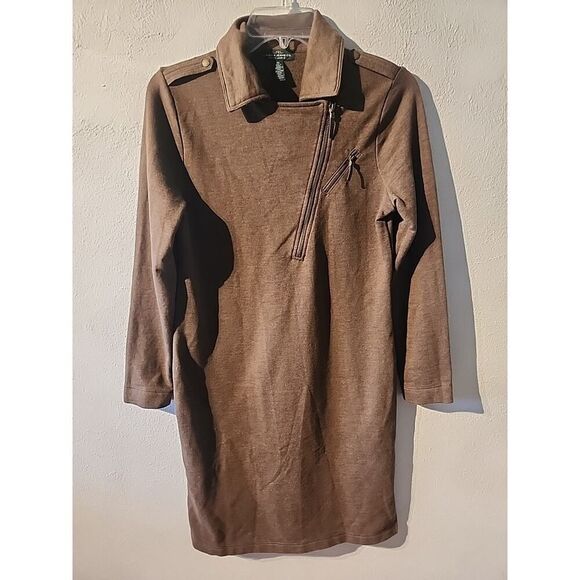 Ralph Lauren Sweatshirt Brown Dress Brown Cotton Poly Blend Extra Small XS - Picture 1 of 6